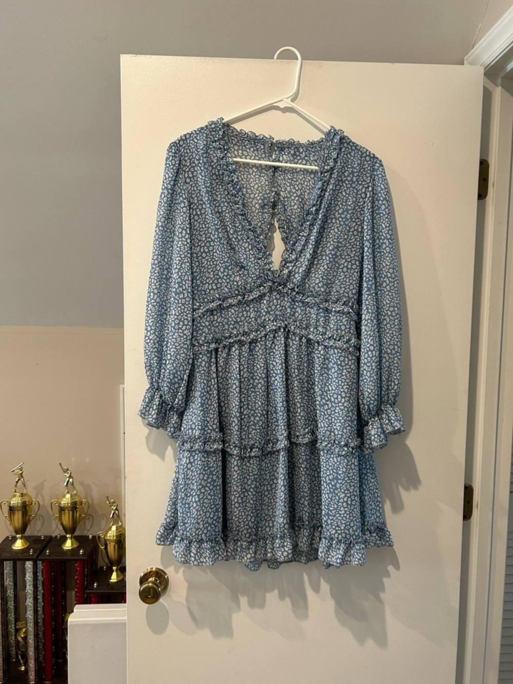 Blue Cheetah-Print Dress